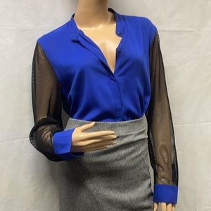 Rock & Republic Blue & Black Netted Long Sleeves Button Down Shirt